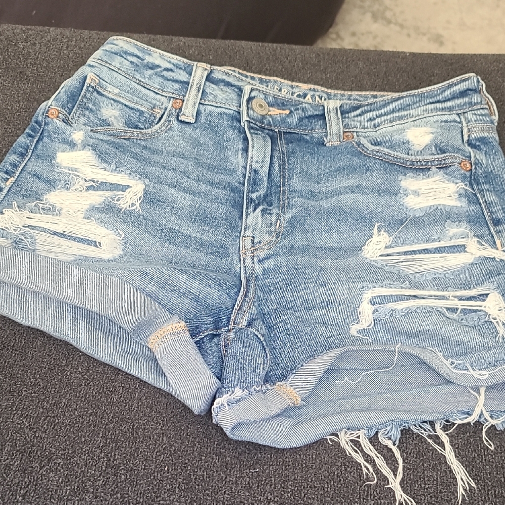 American Eagle Outfitters Blue Distressed Jean Shorts
